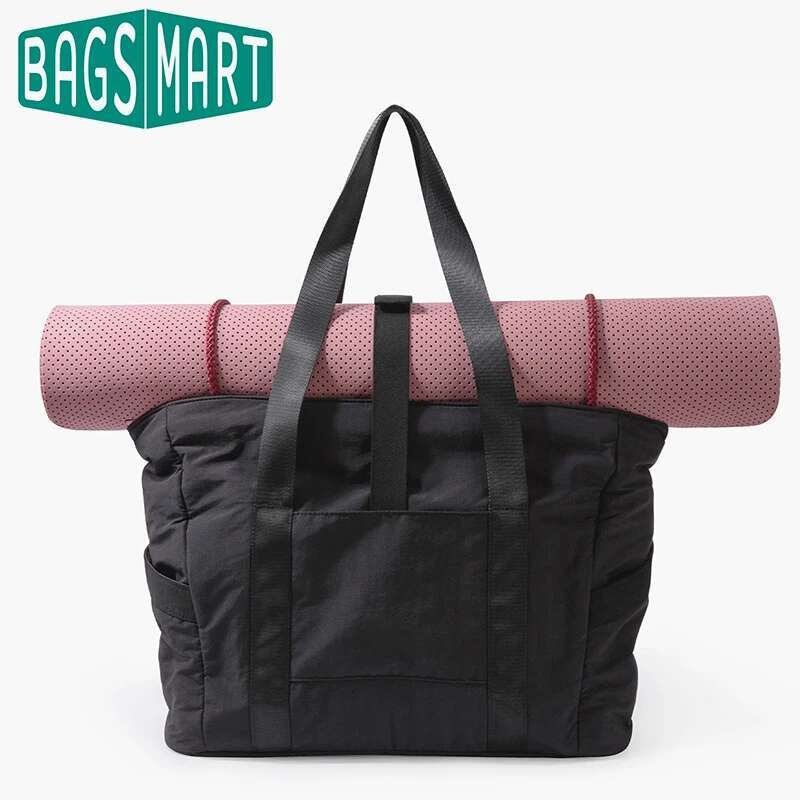 BAGSMART Women University Laptop Travel Diaper Gym Tote Bag With Yoga Mat Buckle For Sports College Work