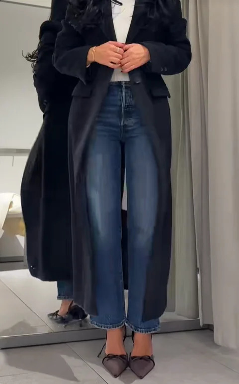 Detachable Fur Collar Woolen Overcoat Women Solid Lapel Waist Cinching Full Sleeve Long Coats 2025 Lady Commute Street Wear 251105