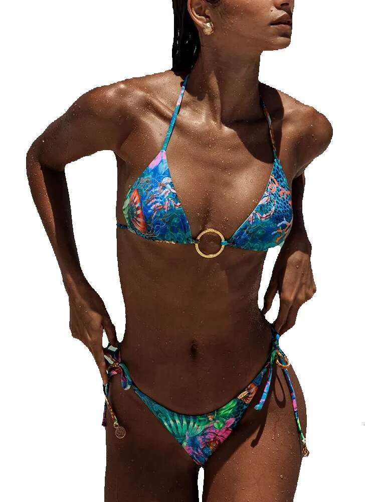 Miyouj printed sexy headband two-piece 2025 low high waist swimsuit new bikini set