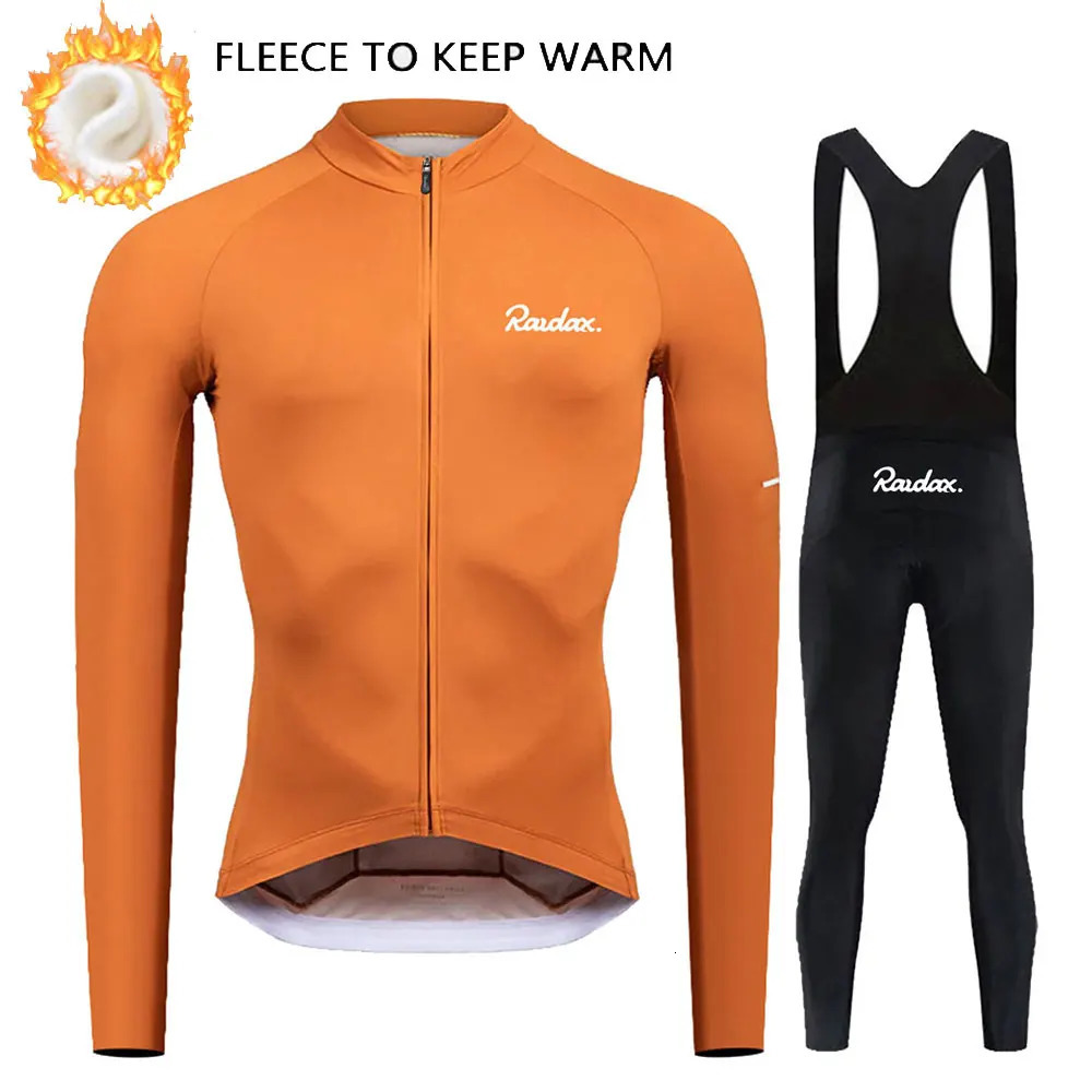 RAUDAX Winter Thermal Fleece Cycling Jersey Set Mans Long Sleeves Cycling Kits Mountain Bike Jersey Road Bike Cycling Suit 250409