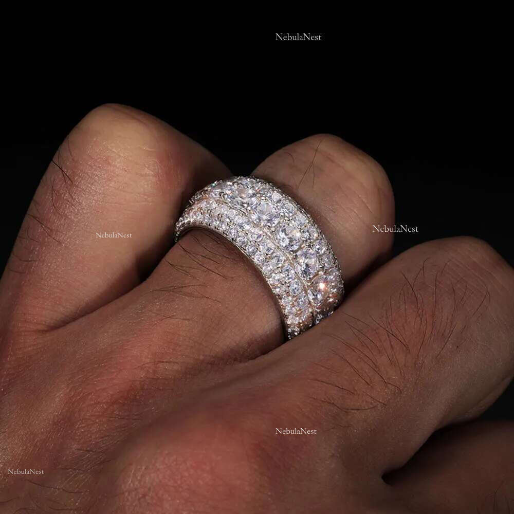 vvs moissanite wedding designer jewelry pass dia tester hip hop rings fashion couple ring for men and womenmens platinum plated