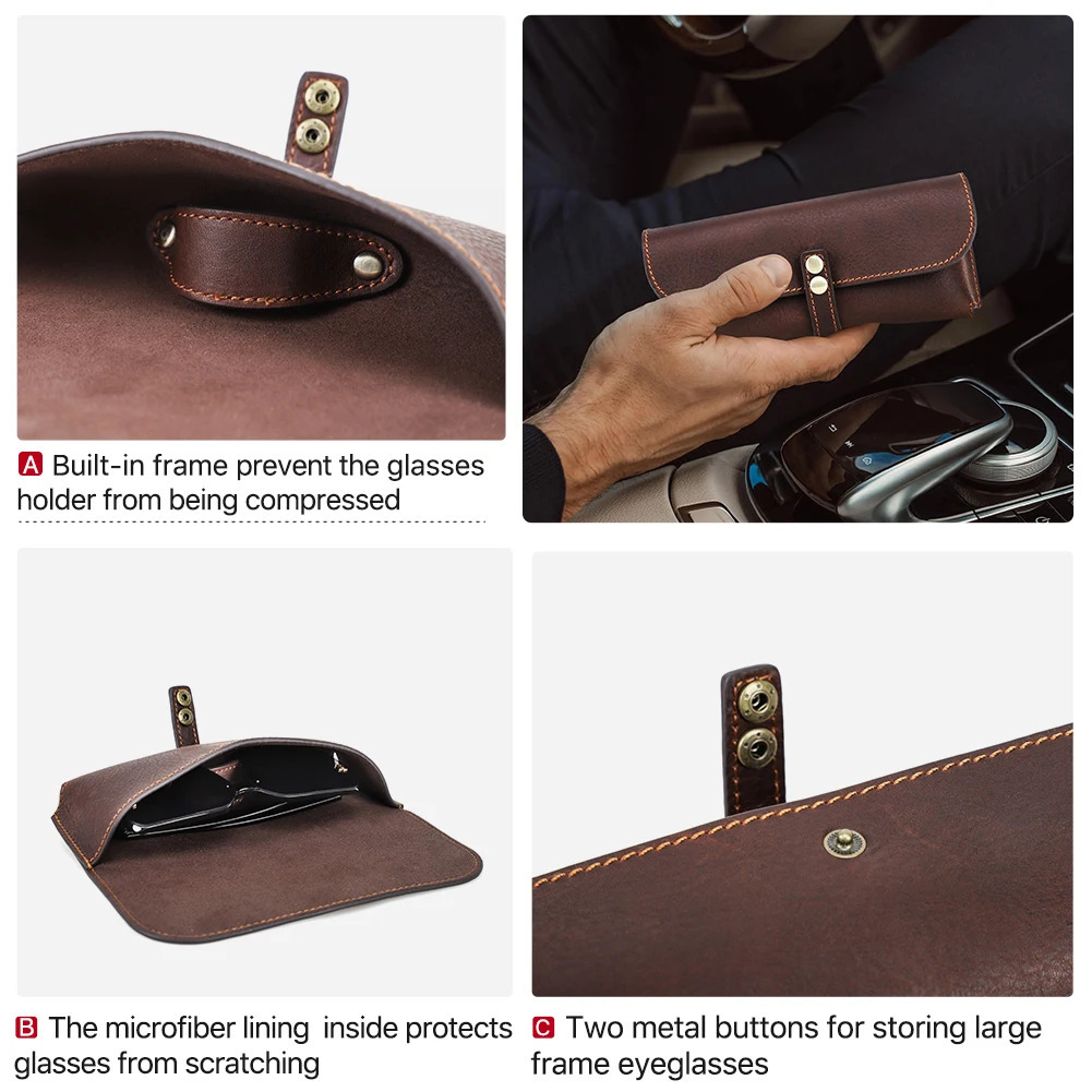 Retro leather glasses case portable glasses bag sunglasses holder mens protective glasses case 250409
