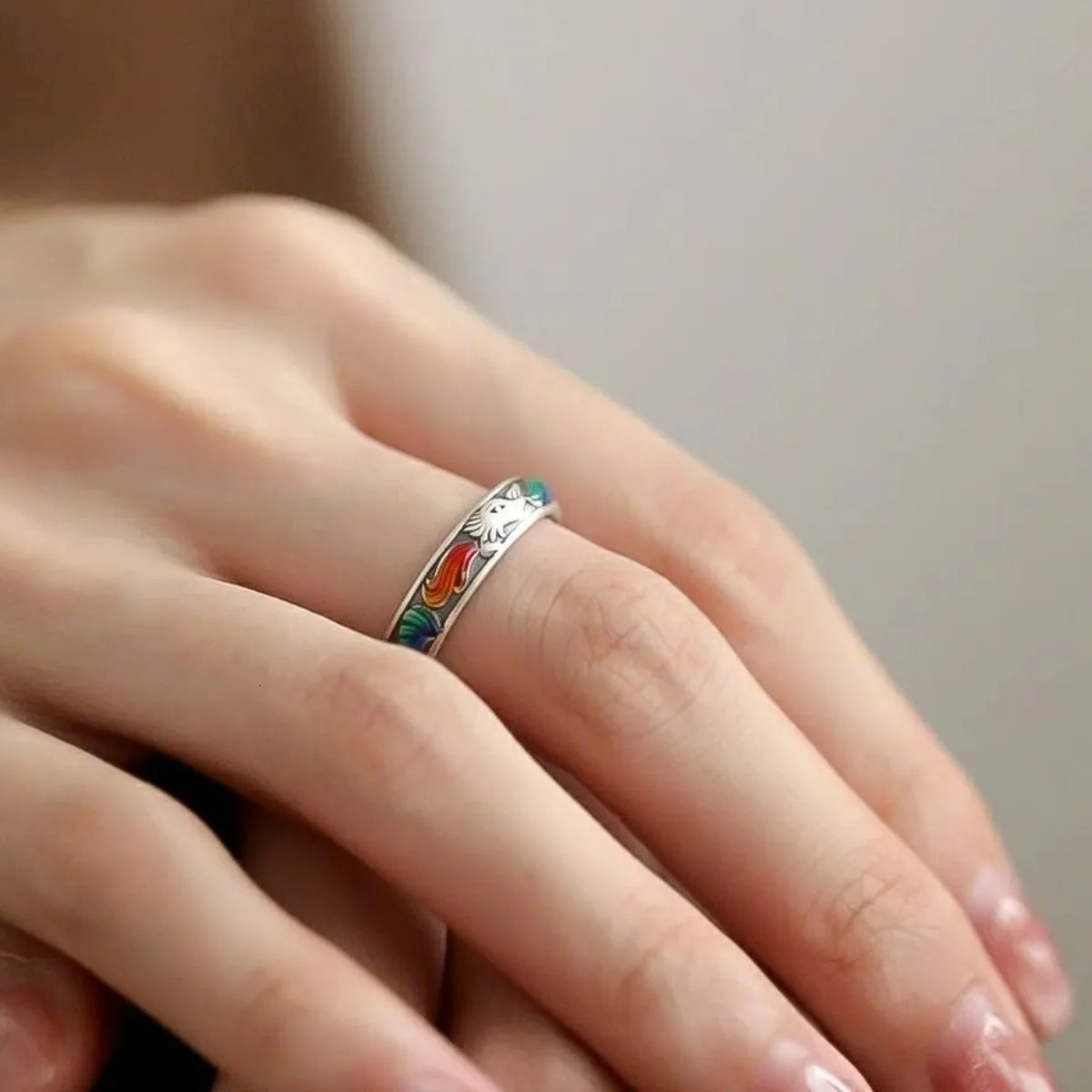 Adjustable Enamel Fox Ring Stainless Steel Color Painting Jewelry for Women Men Comfort Fit Daily Wear Gift Idea 251110