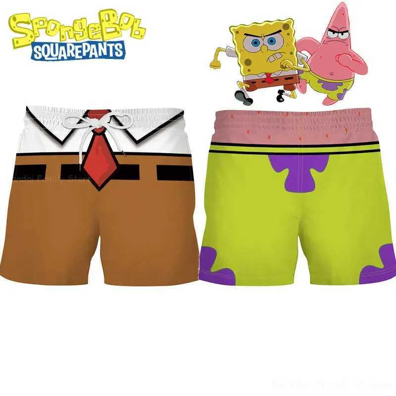 SquarePants Animated Short Film Personalized Childrens Boys Summer Shorts Casual Fitness Shorts Printed Beach Shorts X250410