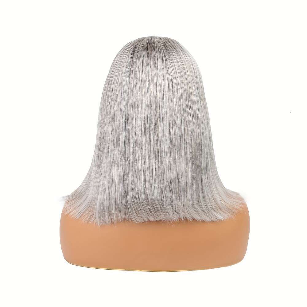 High 180% Density Siery Grey Short Bob 13X4 Lace Frontal Wig Human Hair For Summer 10-14 Inch Pre-Cut Glueless Wigs
