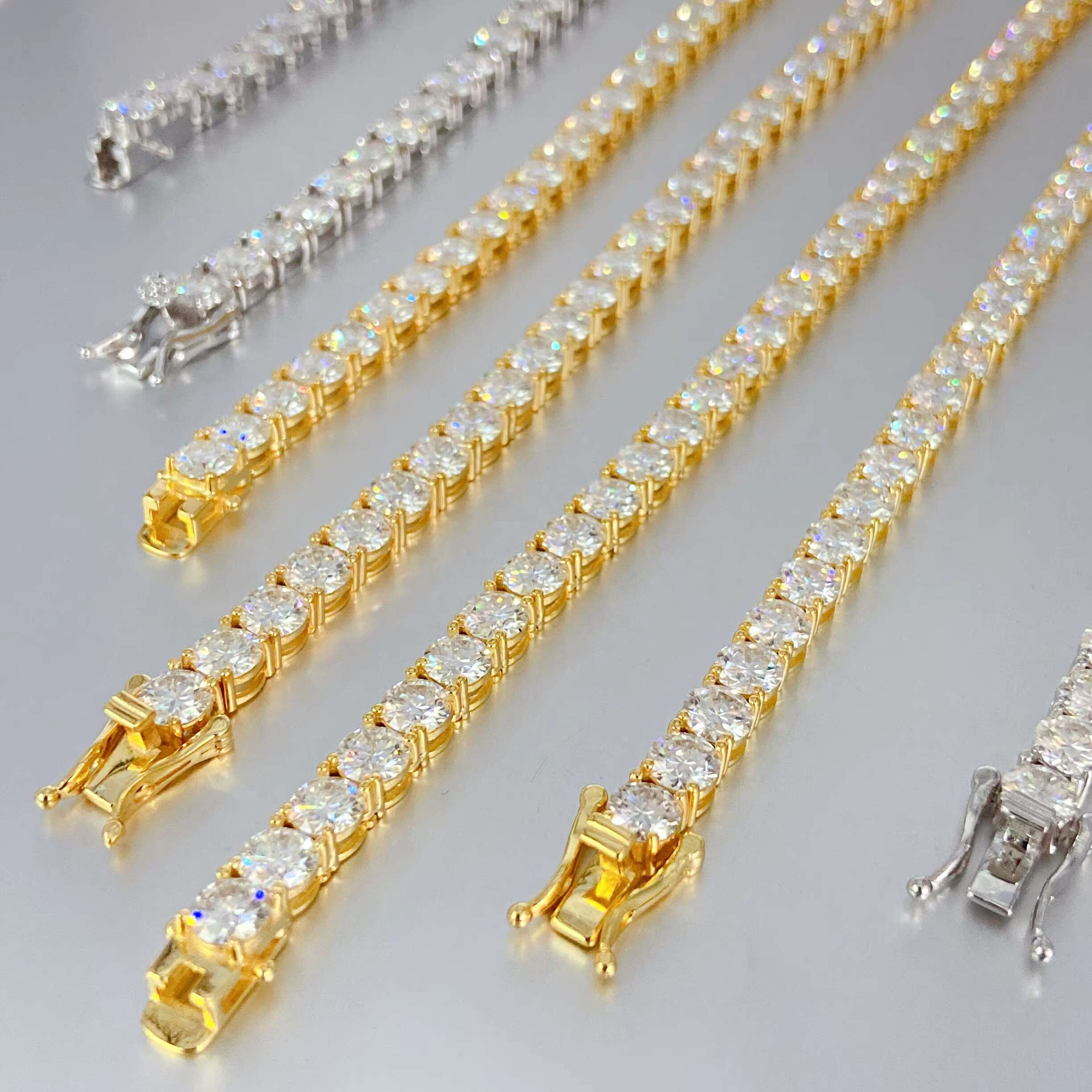 5MM Width Iced Out VVS Moissanite Diamond Sterling Silver S925 Necklace Hip Hop Chain Tennis Chain