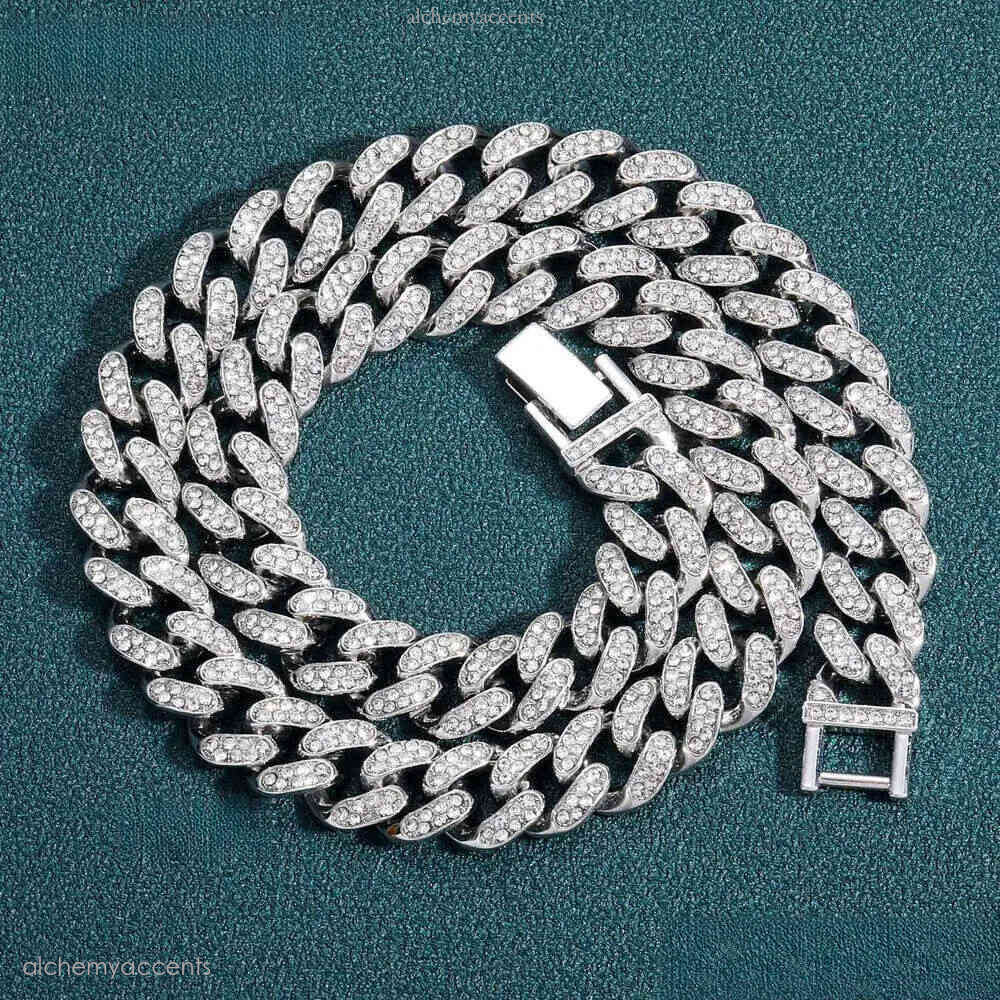Sterg Sier Ice out VVS Mosan Hip Hop Necklace Custom Size Black Dia Cuban Chain 20mm