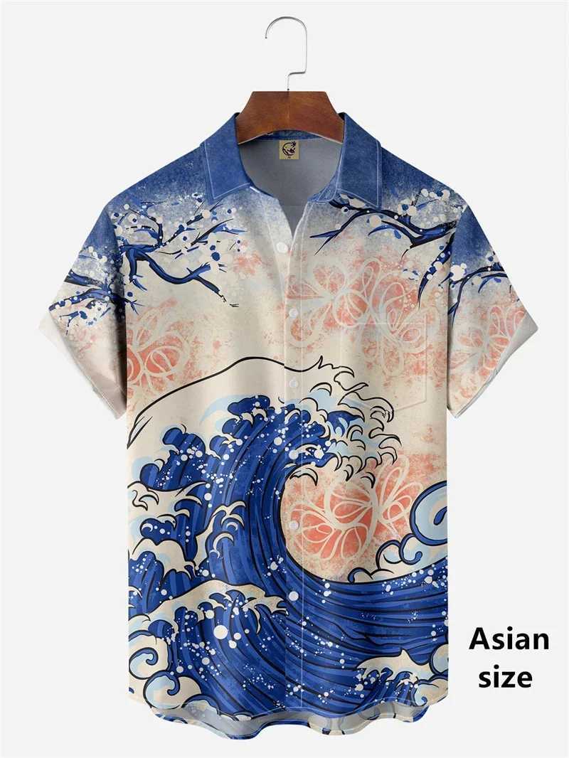 Mens 3D Ocean Animal Printed Fashion Button Short Sleeve Street Clothing Cool Innovation Hawaiian Shirt X250410