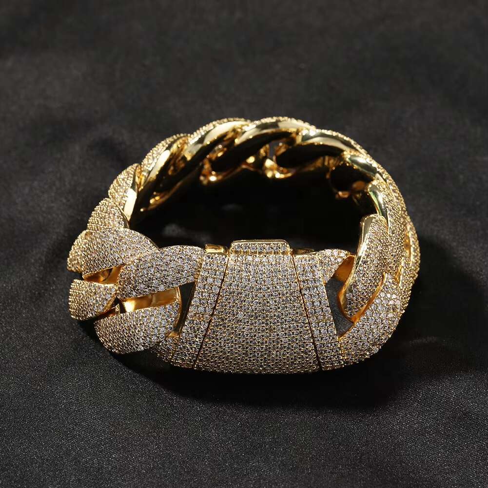Full Chain Gold Plated 24mm Punk Thick Cuban Bracelet