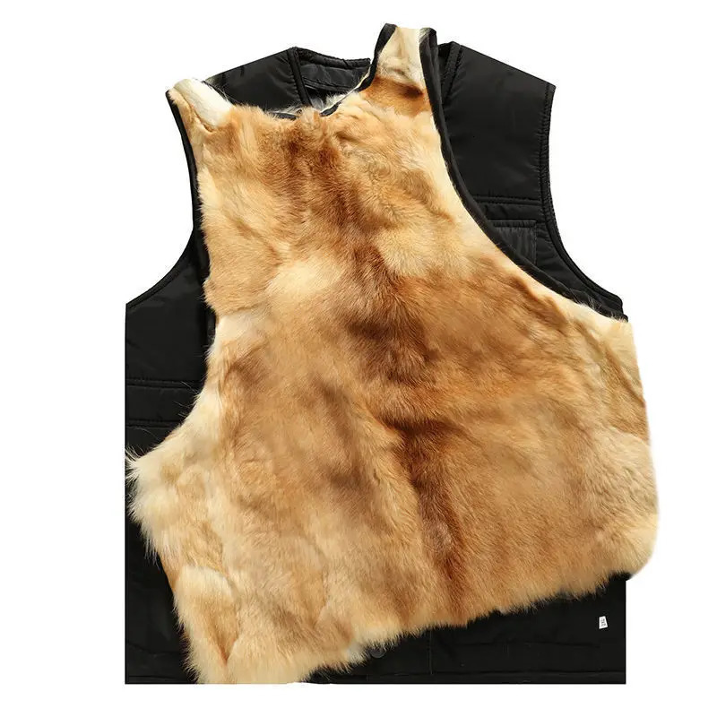 Winter Fur Vest Bodywarmer Men Thicker V-collar Button Zipper Wool Dog Hair Warm Vest Selling Winter Jacket 251105