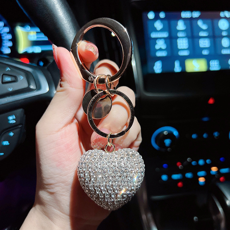 Keychains Metal 3D Cute Love-Heart Handbag Fashion Rhinestone-Crystal Charm Purse Bag Car Key Keyring Keychain Mom-Lover Keychainshop Dhnrf
