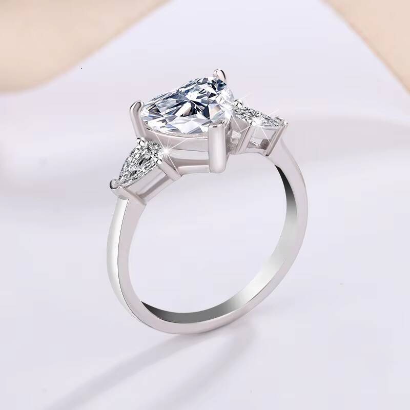 Fine Jewelry S925 Sterling Silver 1Carat Heart Shaped Moissanite Ring for Women Finger Promise 925 Silver Moissanite Rings