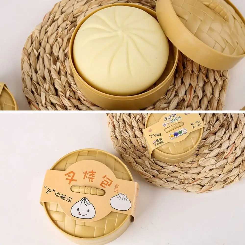New Arrival Dumpling Stress Balls Fidget Sensory Toy Squeezing Dough Balls Stress Relieving Hands Toy Bread Straps Food Steam Stretching Table T250410
