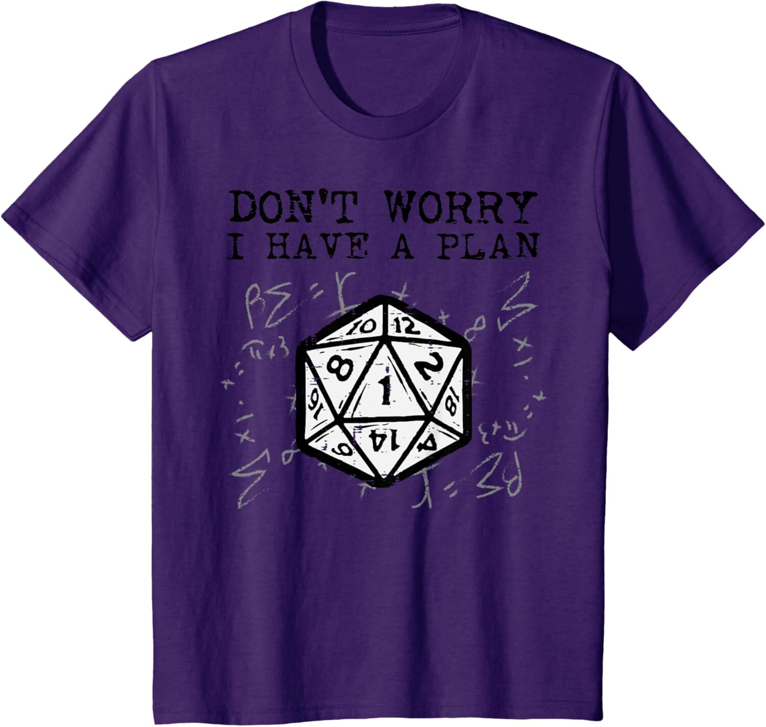 T shirt for Mens RPG Gamer Dont Worry I Have Plan Funny Men Boys KidsGraphic Tee Casual Tops Clothes Short sleeve