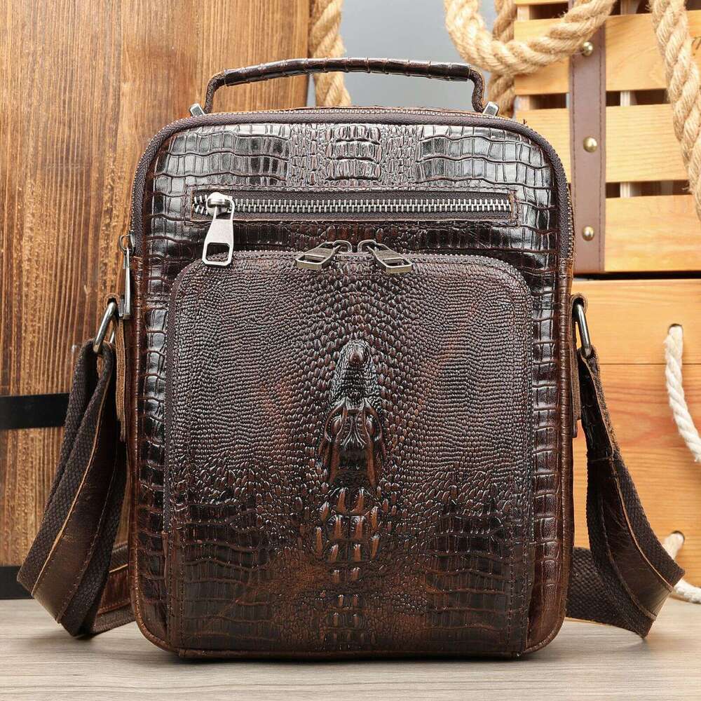 Genuine Vintage Crazy Horse Leather Single Shoulder Multifunctional Cross Border Cowhide Ipad Crossbody Bag High Quality