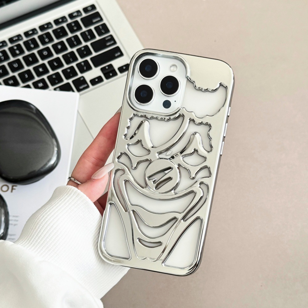 Simple Hollow Clown Phone Case Compatible with iPhone 17/16 Cartoon Shockproof iPhone 15/14 Pro Solid Color