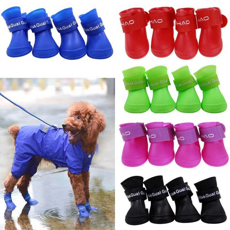 Waterproof rain boots and non slip rubber boots suitable for small medium and large dogs cats outdoor shoes dog ankle boots 4pcs pet accessories T2504