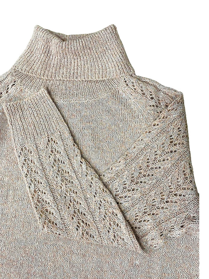High Neck Knit Sweater - 100 Acrylic Hollow Weave Loose Fit - Womens Casual Pullover for Fall/Winter 251106