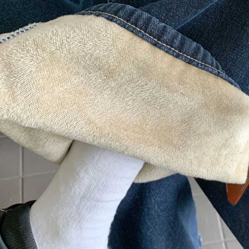 Winter Womens Y2K Flared Wide Leg Jeans Denim Thermal Fleece Lined Warm Casual Classic Style for Cold Weather C251110