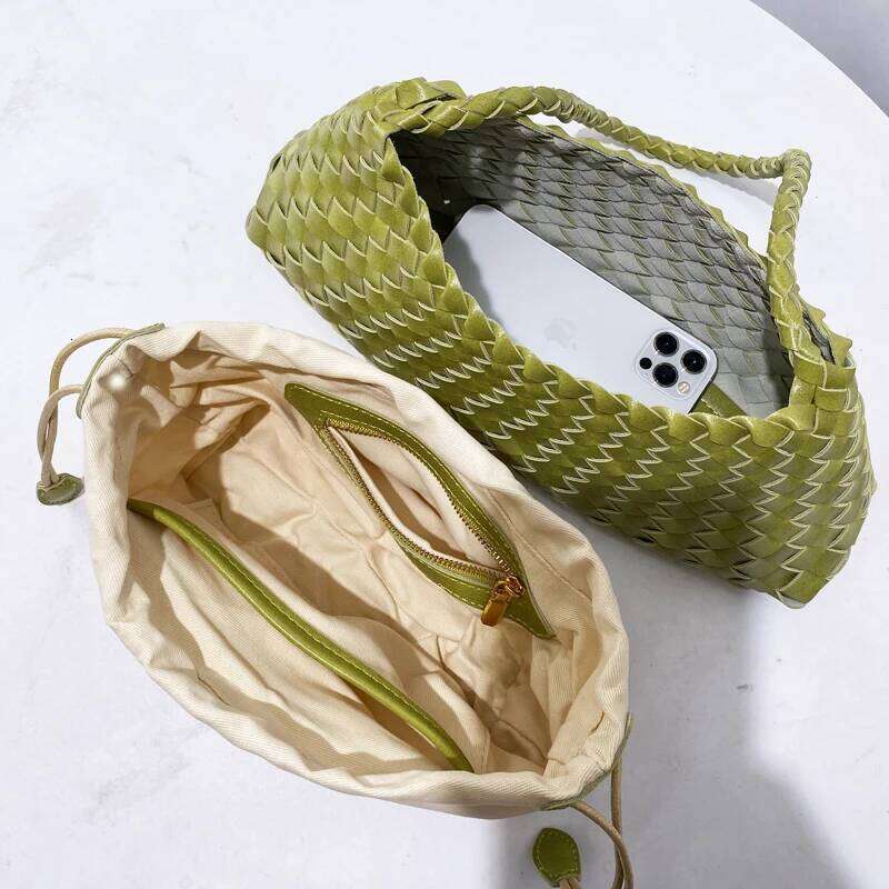 Hand Woven Shell Bags For Women Luxury Designer Handbags Purses 2025 New In PU Cross Weaving With Inner Pocket Underarm Shoulder