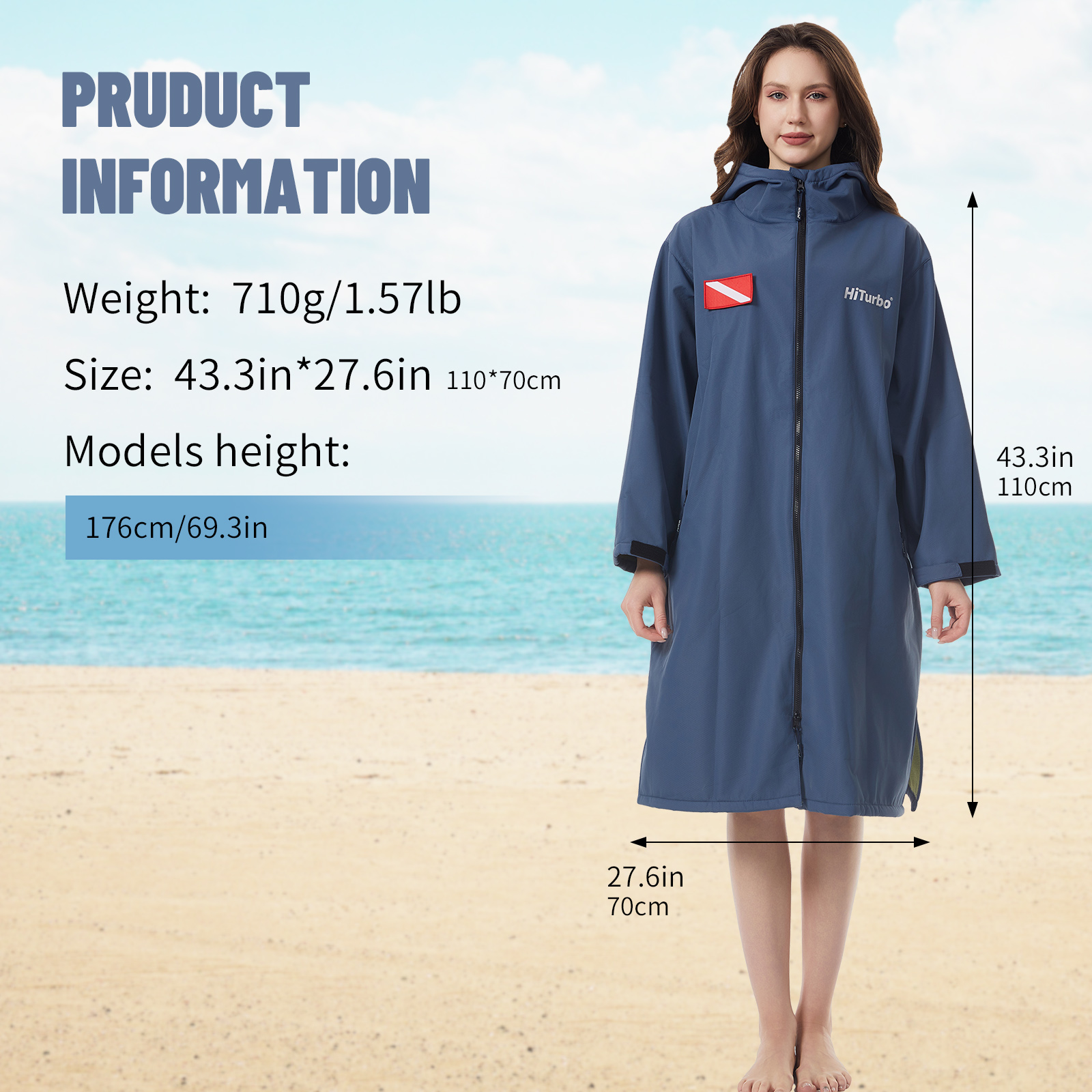 1 Hiturbo soft zipper inner cloak: Composite zipper cloak -110x70