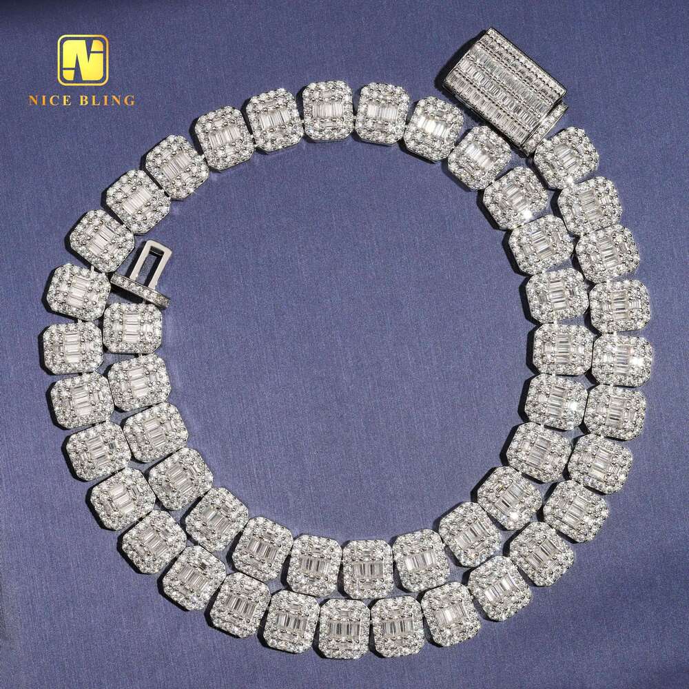 Guangzhou Shiny High Quality Hip Hop Ice Cold Jewelry Necklace Square French Long Stick Tennis Chain