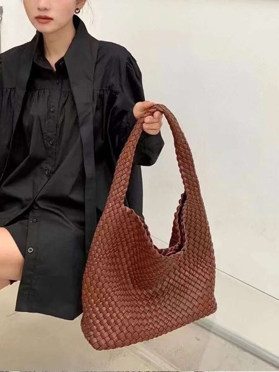2024 Fashion Leather Handbags Women Casual Side For Women PU Large Women's Woven Tote Mistress Gift Bag