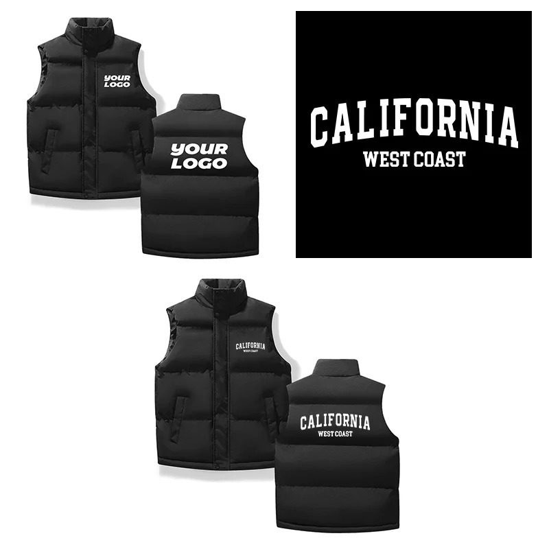 Customize Your DIY Mens Winter Thick Cotton Vest Jacket Mens Down Vest Sleeveless Outdoor Warm Vest Casual Outerwear 251105