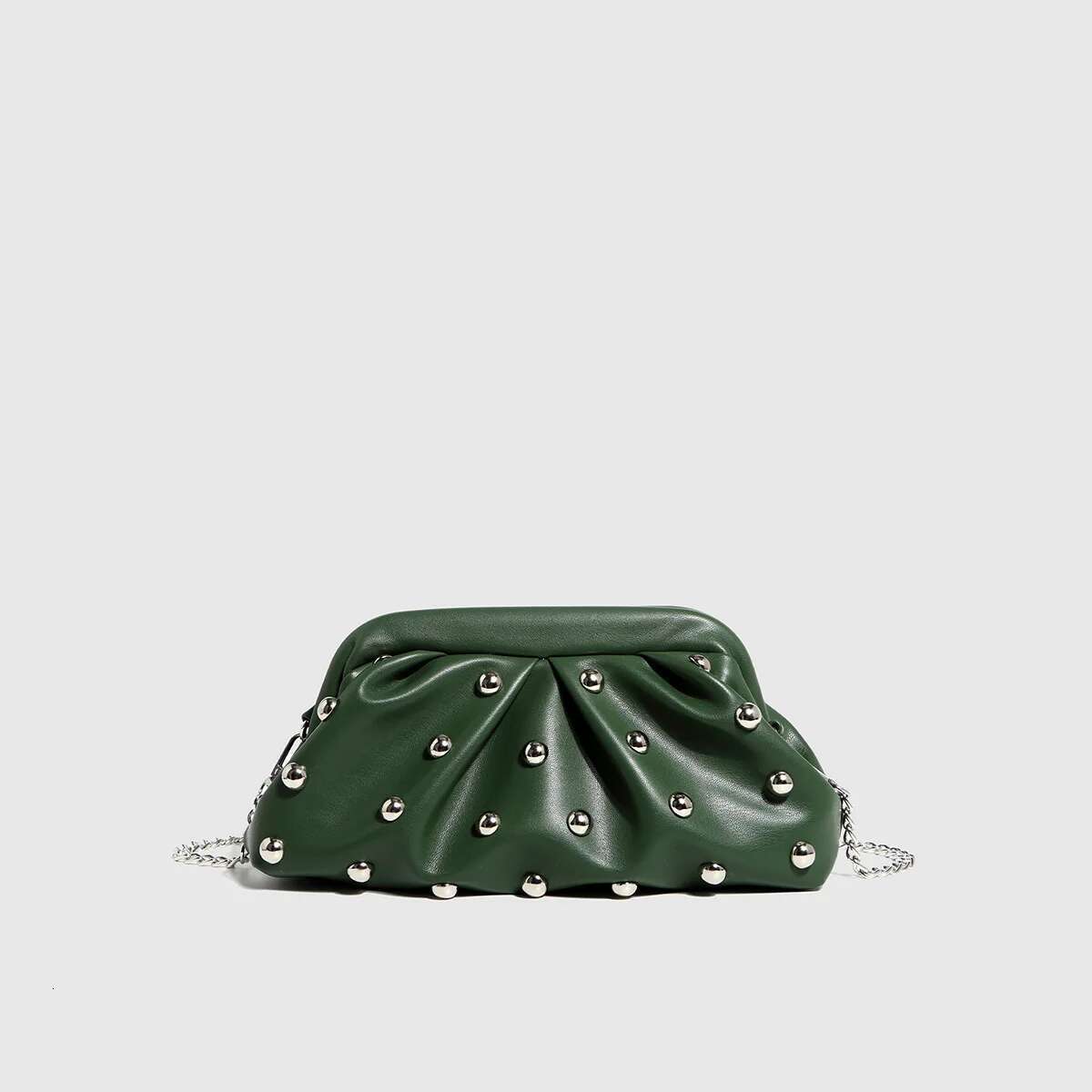 Women Black Casual Chic Vegan Leather Shoulder Bag Punk Ball Embellished Crossbody Purse Handbag With Long Strap