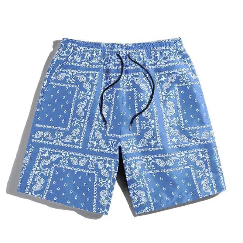 Mens casual beach shorts breathable quick drying retro personalized printed Bermuda shorts hip-hop streetwear X2504101