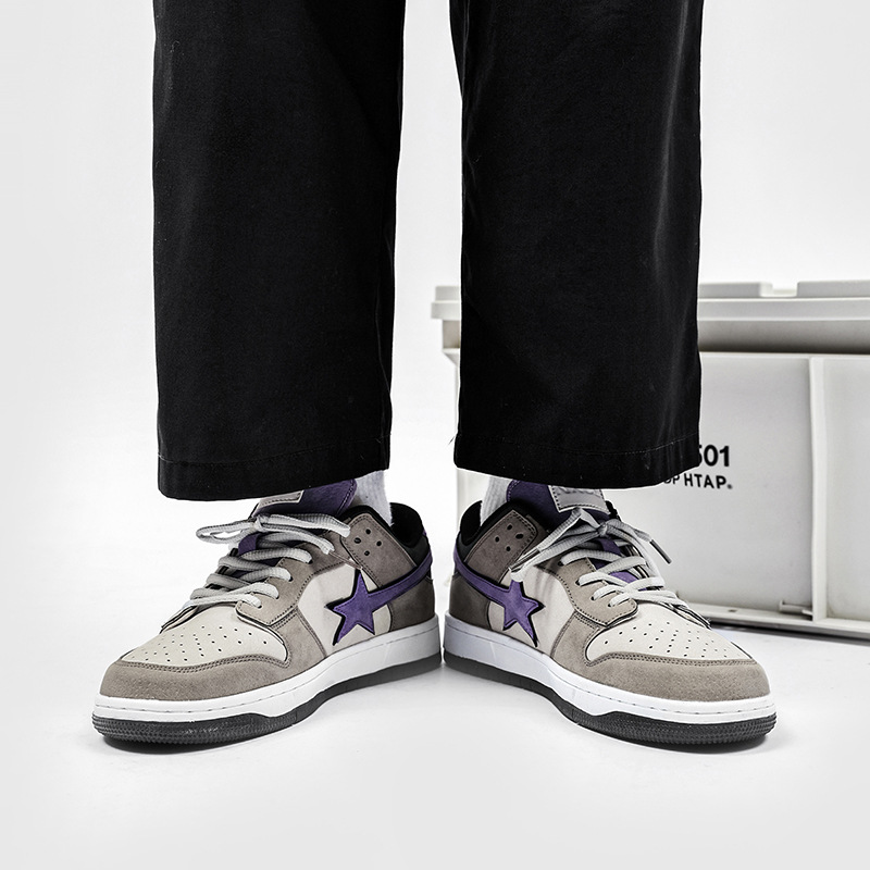 Free shipping affordable luxury chaussures Shoes mens womens gray purple color matching versatile board shoes niche trend fashion casual sports shoes