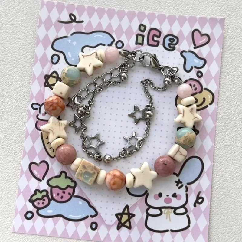 Crystal Star Pentagram Imitation Pearl Bracelet for Women Girl Vintage Aesthetic Charm Double Layer Chain Bracelet Jewelry GiftT251110