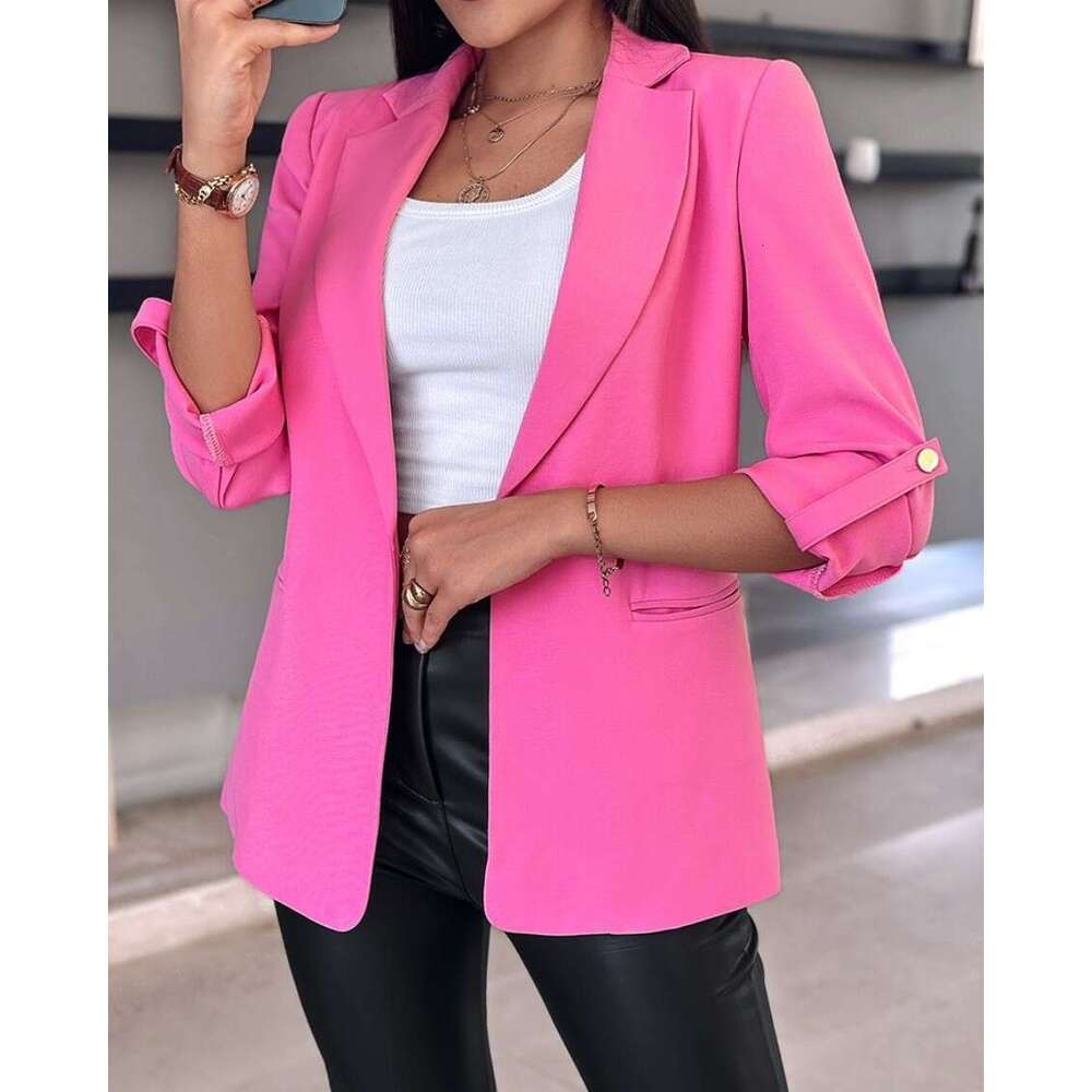 2025 Independent Station Wish Amazon Hot Item Autumn Winter Long Sleeve Solid Color Cardigan Blazer for Women