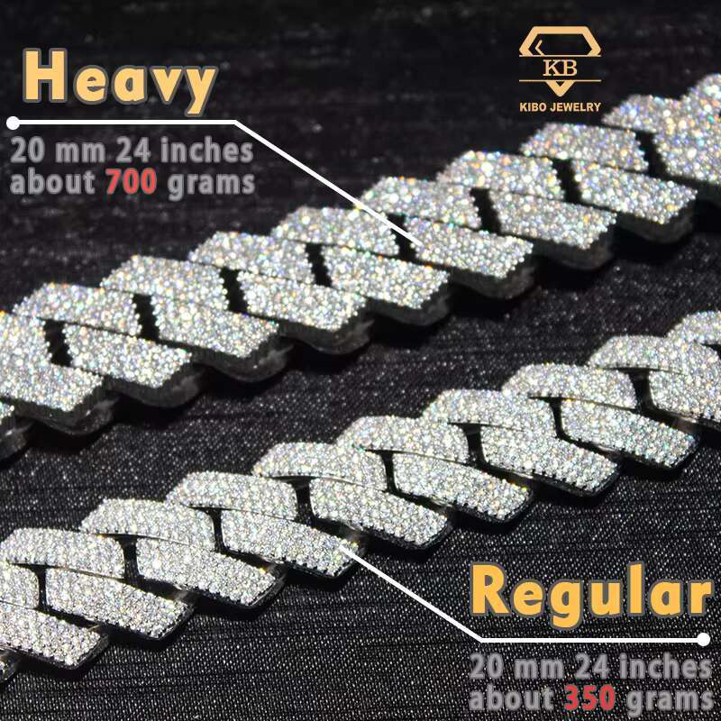 2025 Custom Full of Round Moissanite Hip Hop Style Jewelry Rapper Big Sier Plated Gold Miami Cuban k Chain