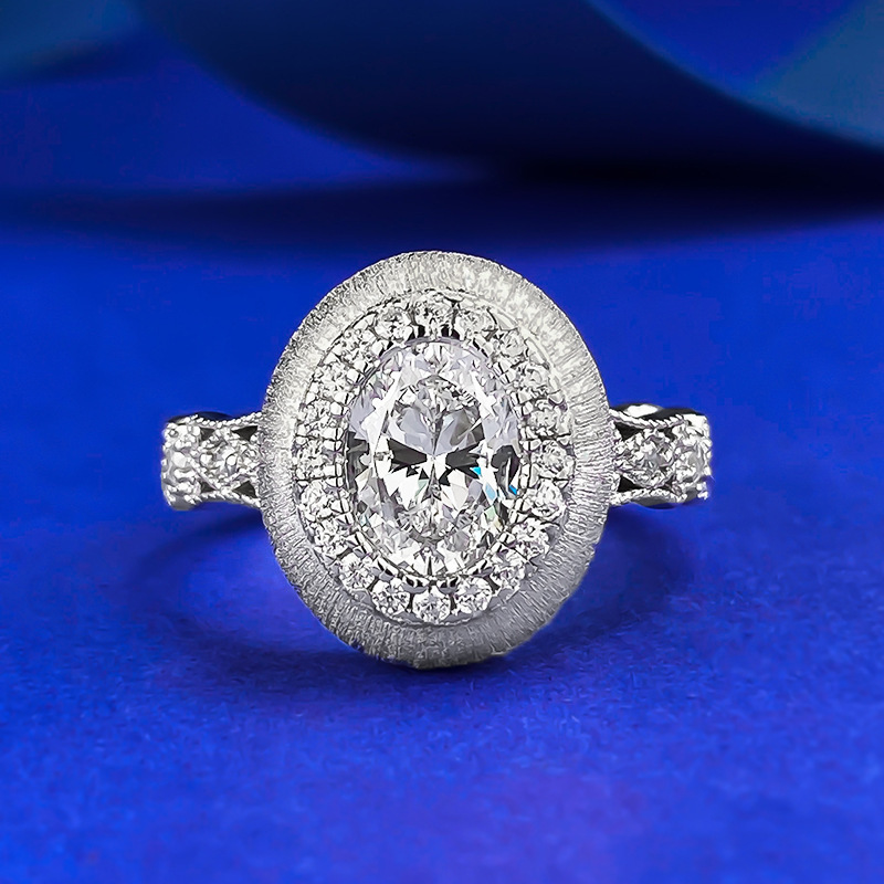 Mujing Jewelry S925 Designer Ring Silver Vintage Egg-shaped Brushed Ring Fashion Ring High-end Versatile Design Fashion Ring