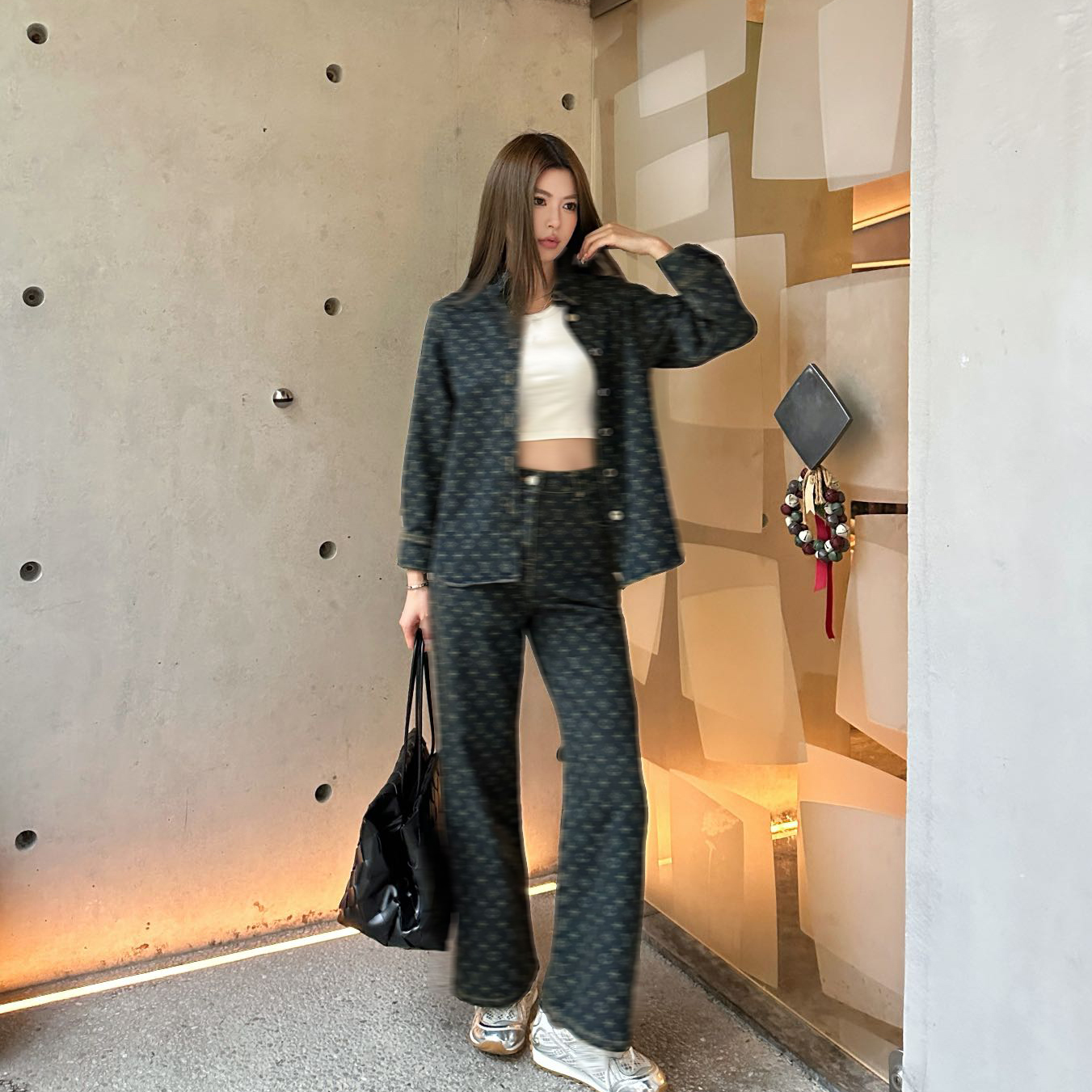 Designer Womens Tracksuit Full Letter Short Denim Jacket Skirt Set Luxury Long Sleeve Shirts High Waisted Straight Leg Jeans for Women