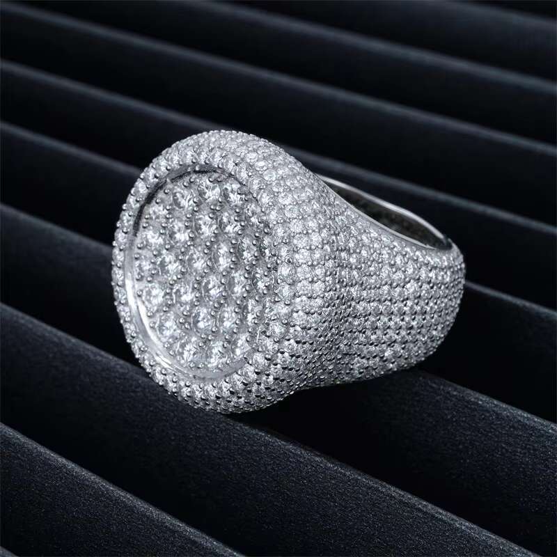 Hip Hop Ring 925 Silver Inlay D Color VVS Moissanite Ring Fashion Trend Full Diamond Men and Women Ring