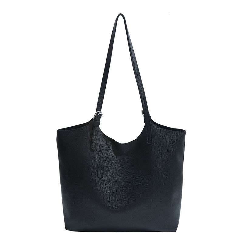 Cross-Border New Solid Color Single Shoulder Fashion Large Capacity Tote Retro Trend Commuter Women's Bag Wholesale