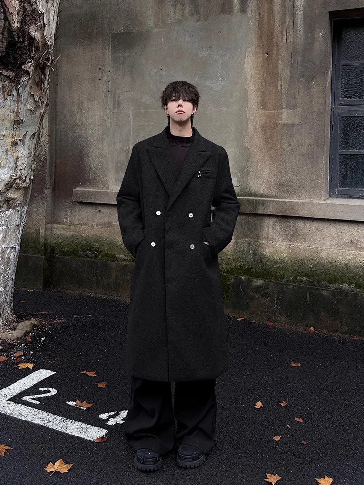 American Retro Mens Woolen Coat oulder Length MidLength Winter Cotton Lined HighEnd Tweed Sle Windbreaker Jaet 251103