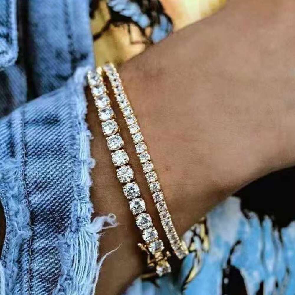 Hot Sale High Quality Hip Hop Jewelry 2MM Moissanite Tennis Link Chain 925 Silver Stylish Style Tennis Bracelet for Men/women