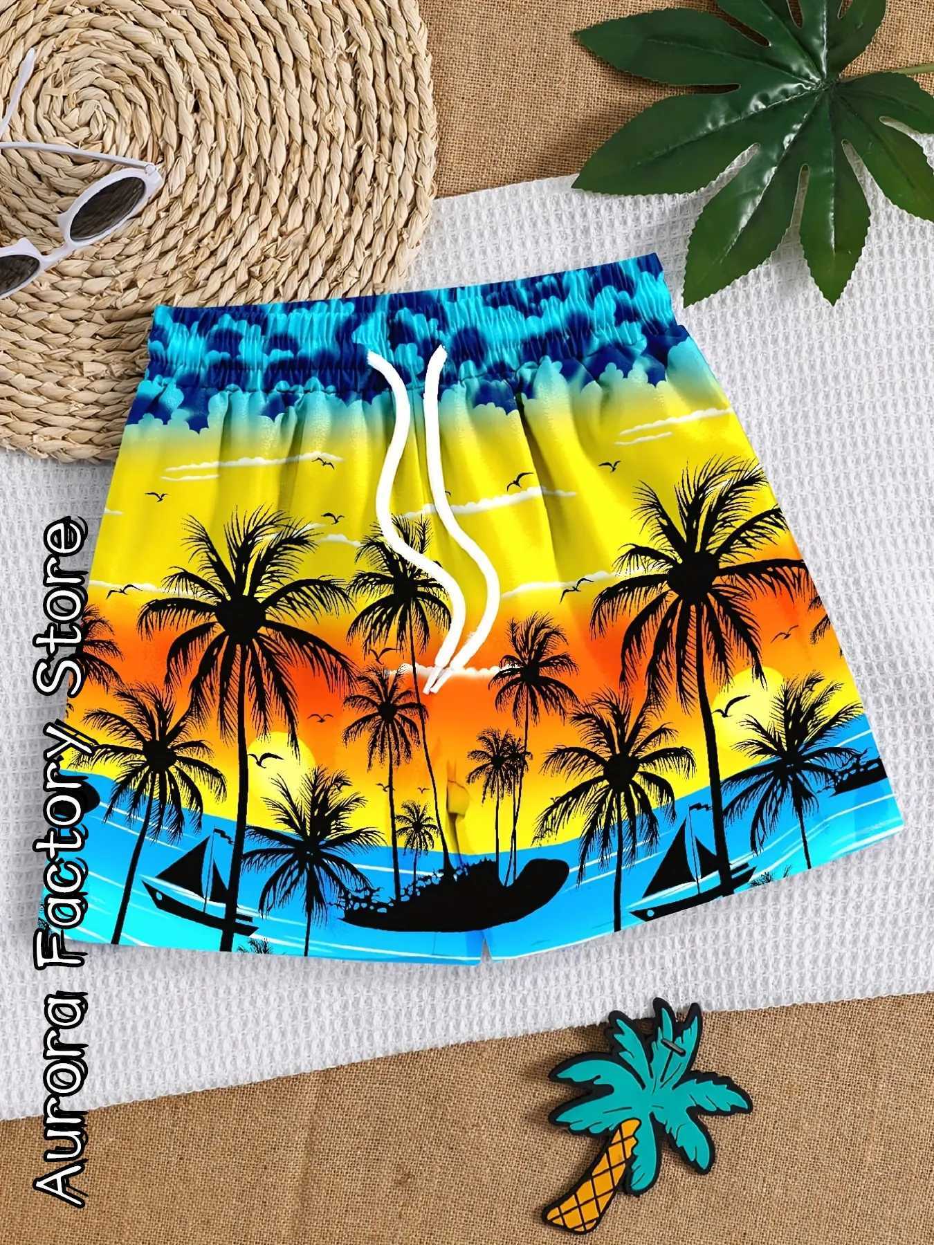 Summer Mens Fashion Shorts 3D Color Coconut Tree Printed Clothing for Boys and Childrens Leisure Hawaii Vacation Shorts Mens Fashion Beach Shorts X250