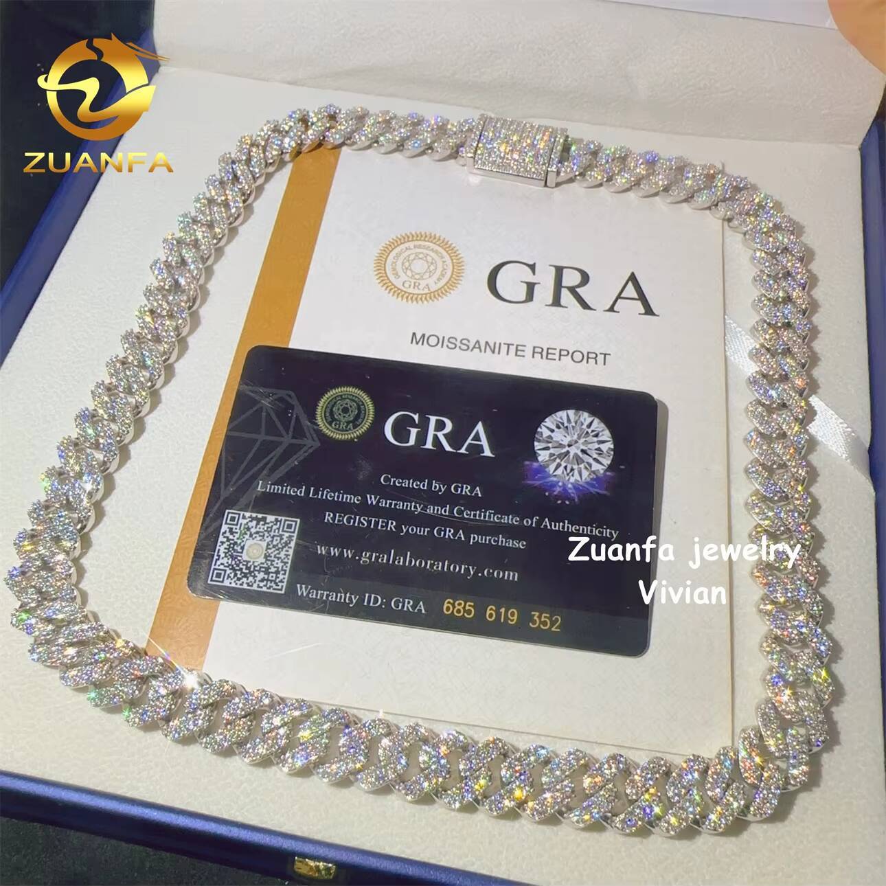 Buss Down Sterling Silver 925 VVS Moissanite Diamond Moissanite Hip Hop Jewelry 123MM Cuban Link Moissanite Necklace