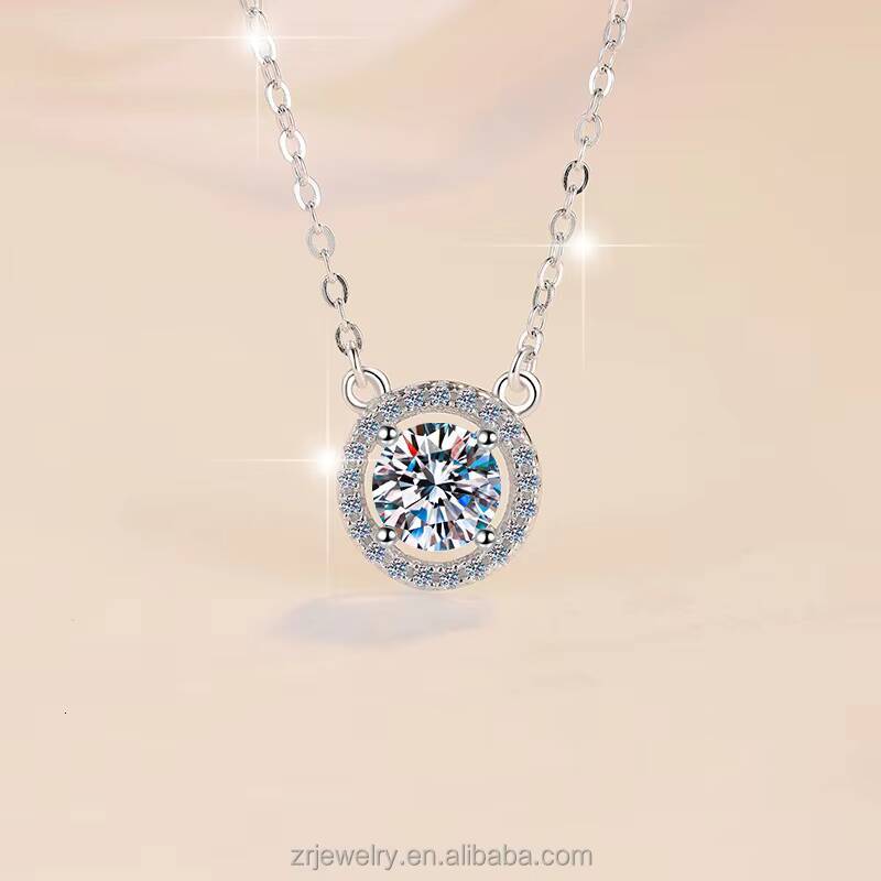 Round Cut Pendant S925 Sterling Silver Moissanite Necklace Jewelry GRA Certified Mossanite Necklace