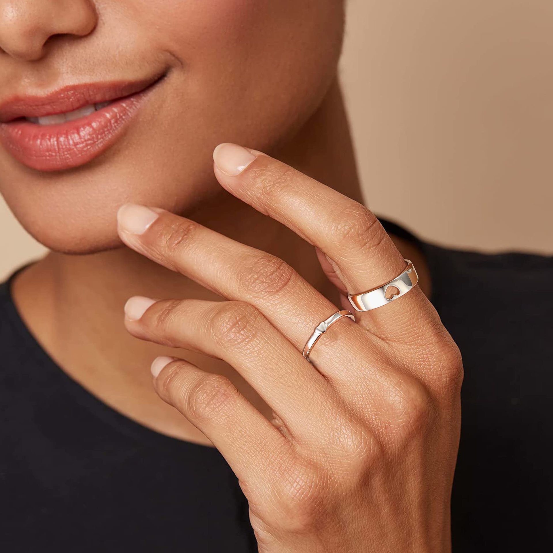 Cross-border Fashion Ring Amazon New Hot-selling Couple Rings Heart-shaped Promise I Love You Designer Ring Accessories Rings Women's Valentine&#