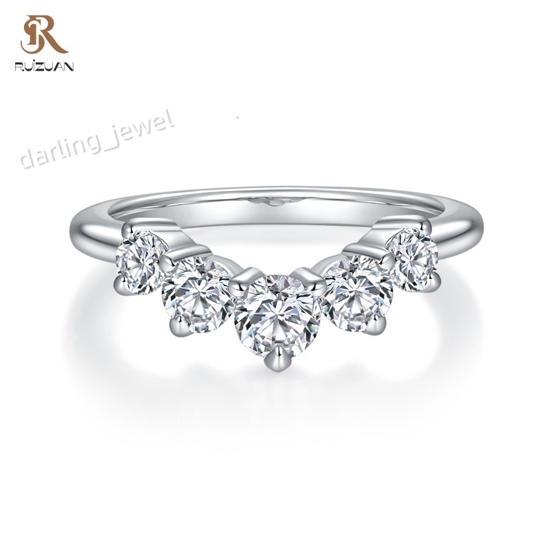 Ruizuan Womens Sterling Silver 925 Wedding Band Minimalist Moissanite Original Jewelry Classic Engagement Party GRA Certified