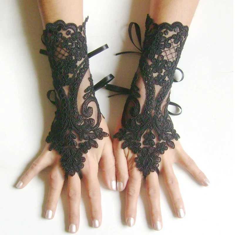 Women Wedding Fingerless Gloves Lace White Black High Quality Wedding Gloves Mittens Accessory Girl Party Sexy Gloves Guante L251110