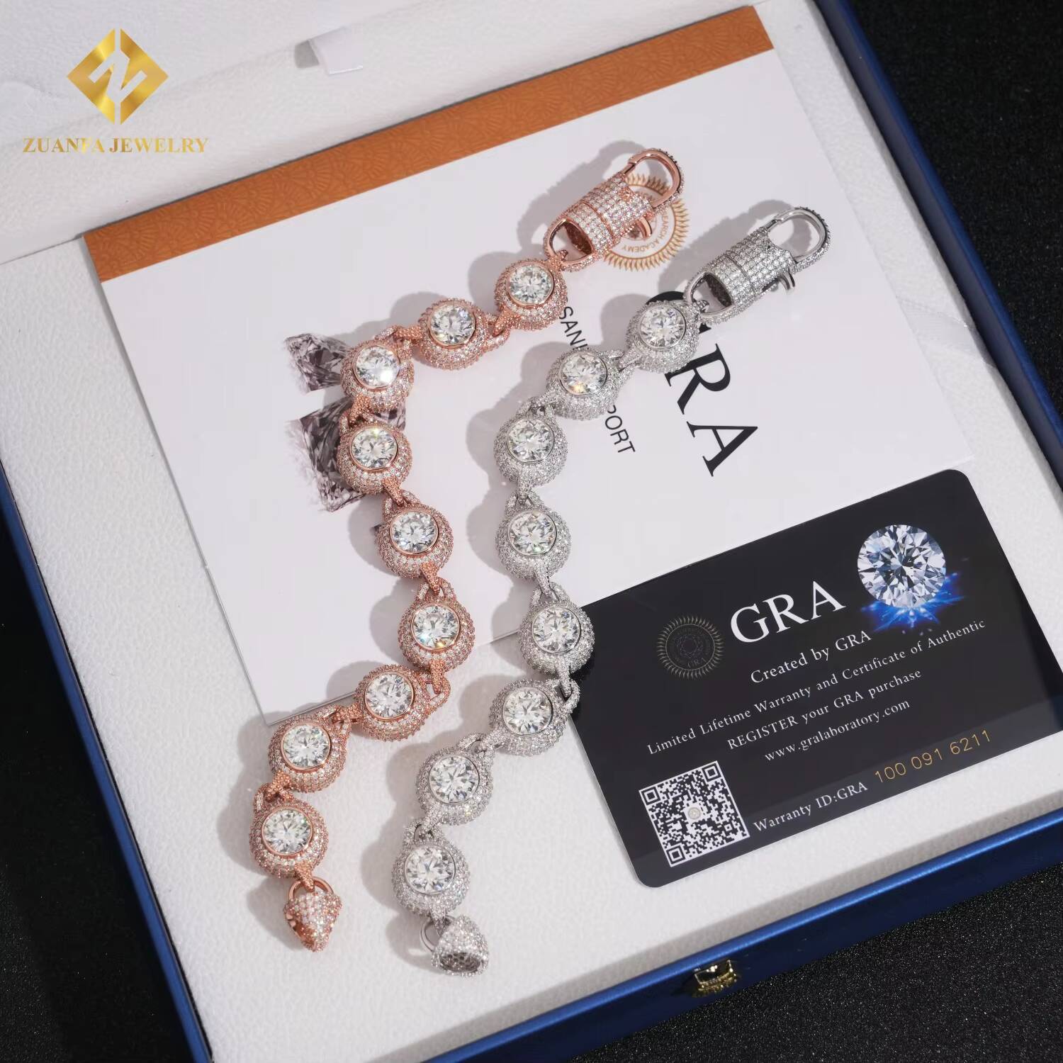 New Designs Miossanite Bracelet Pass Diamond Tester VVS Iced Out Moissanite 139mm 925 Sterling Silver Moissanite Mens Bracelet