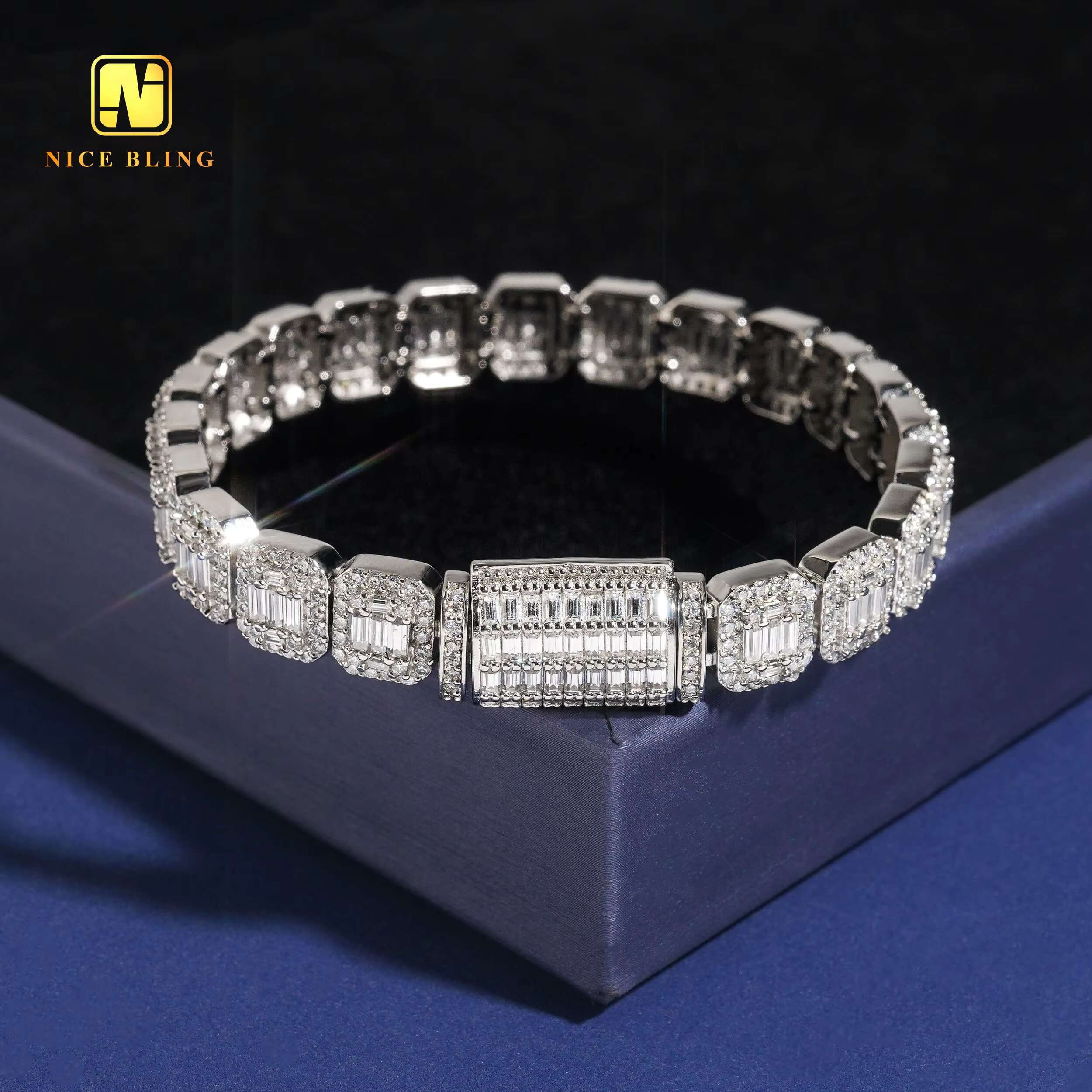 Guangzhou Shiny High Quality Hip Hop Ice Cold Jewelry Necklace Square French Long Stick Tennis Chain