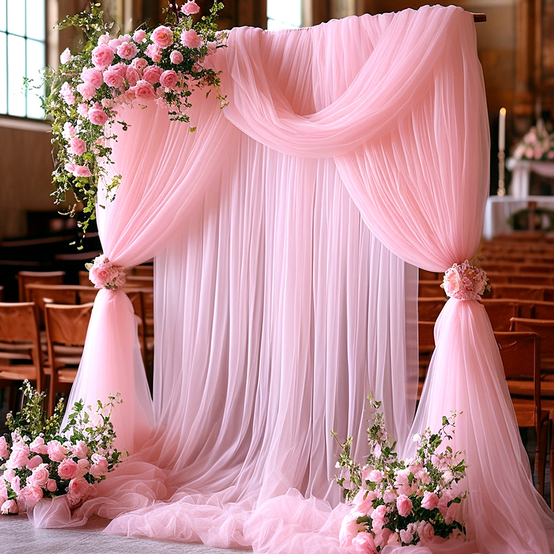 Romantic Floral Arched Backdrop for Outdoor Weddings - Elegant Wedding Party Decorations