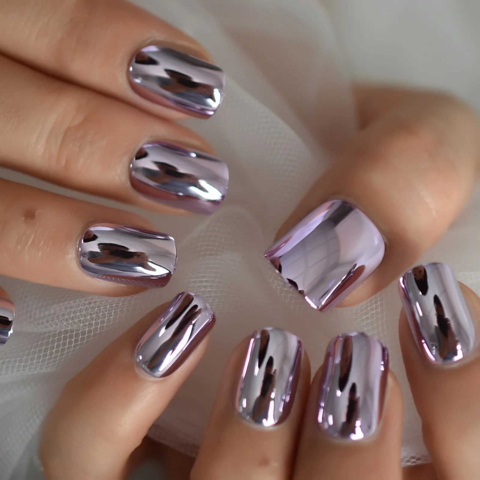 Square chrome plated medium-sized press nail 202 full cover nail tip nail art product W250410